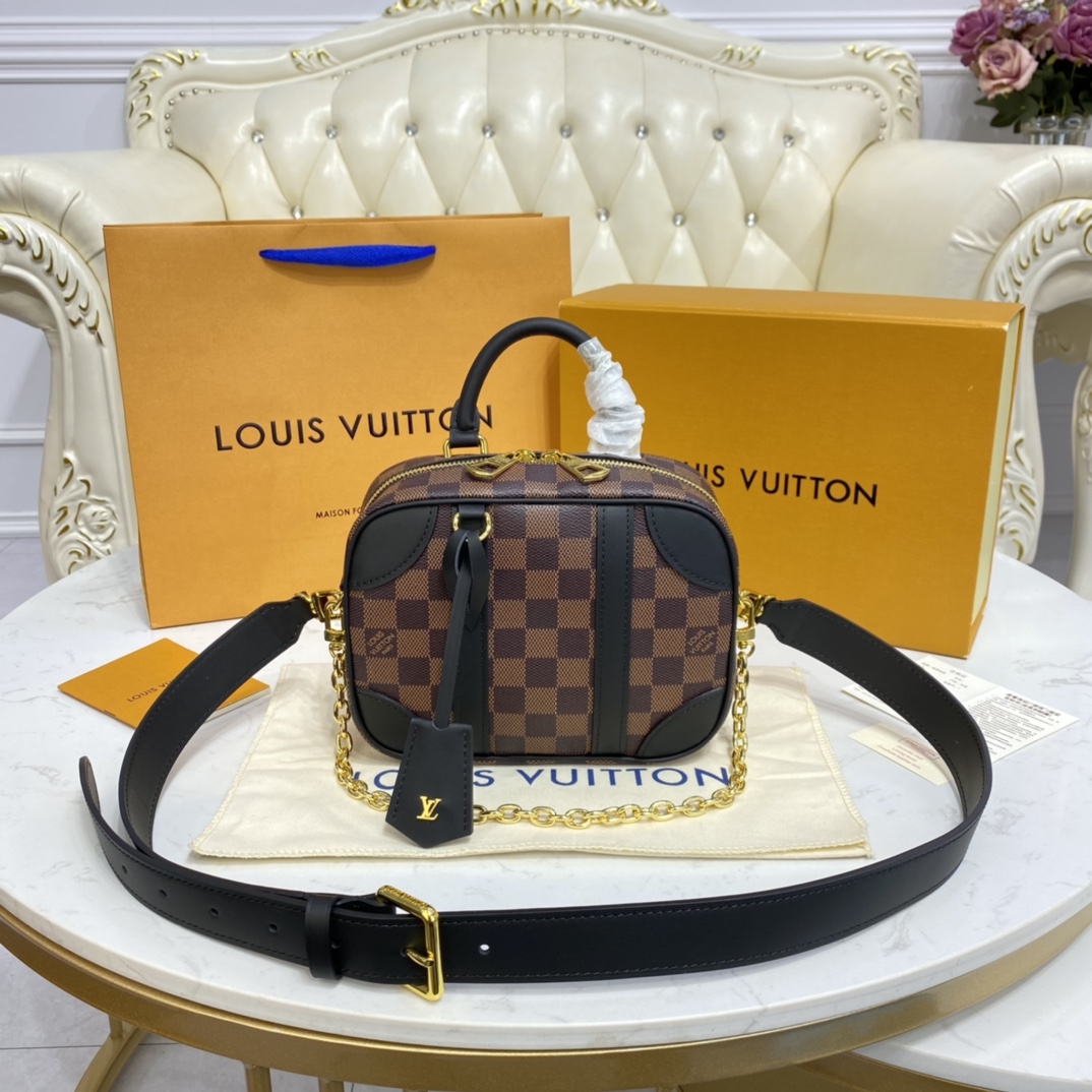 Louis Vuitton VALISETTE SOUPLE BB Handbag Damier Ebene N50063 Black